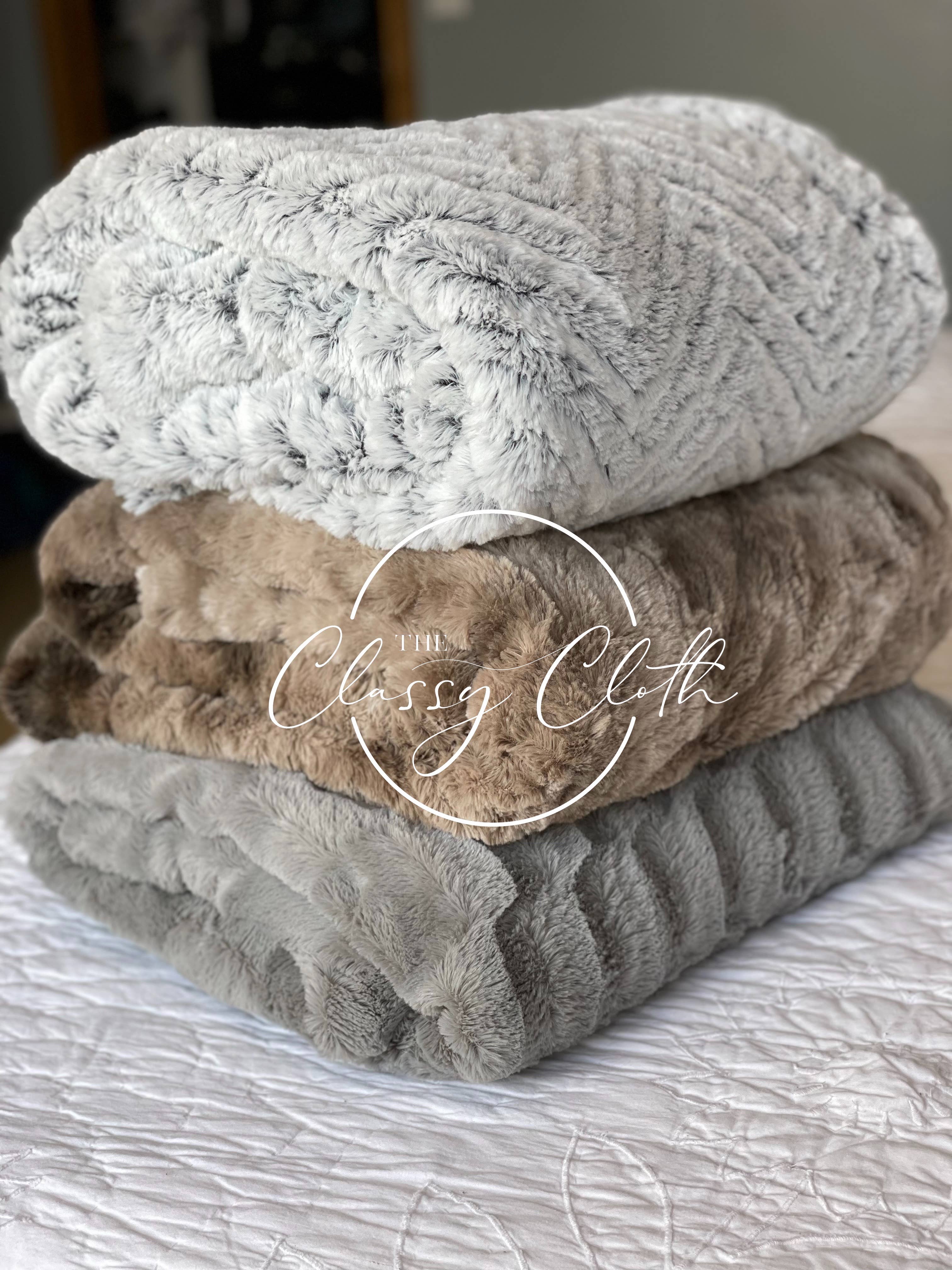 The Classy Cloth WS - Vendita all'ingrosso Plaid - Coperta in pelliccia sintetica super morbida - Grey Pebble RTS4