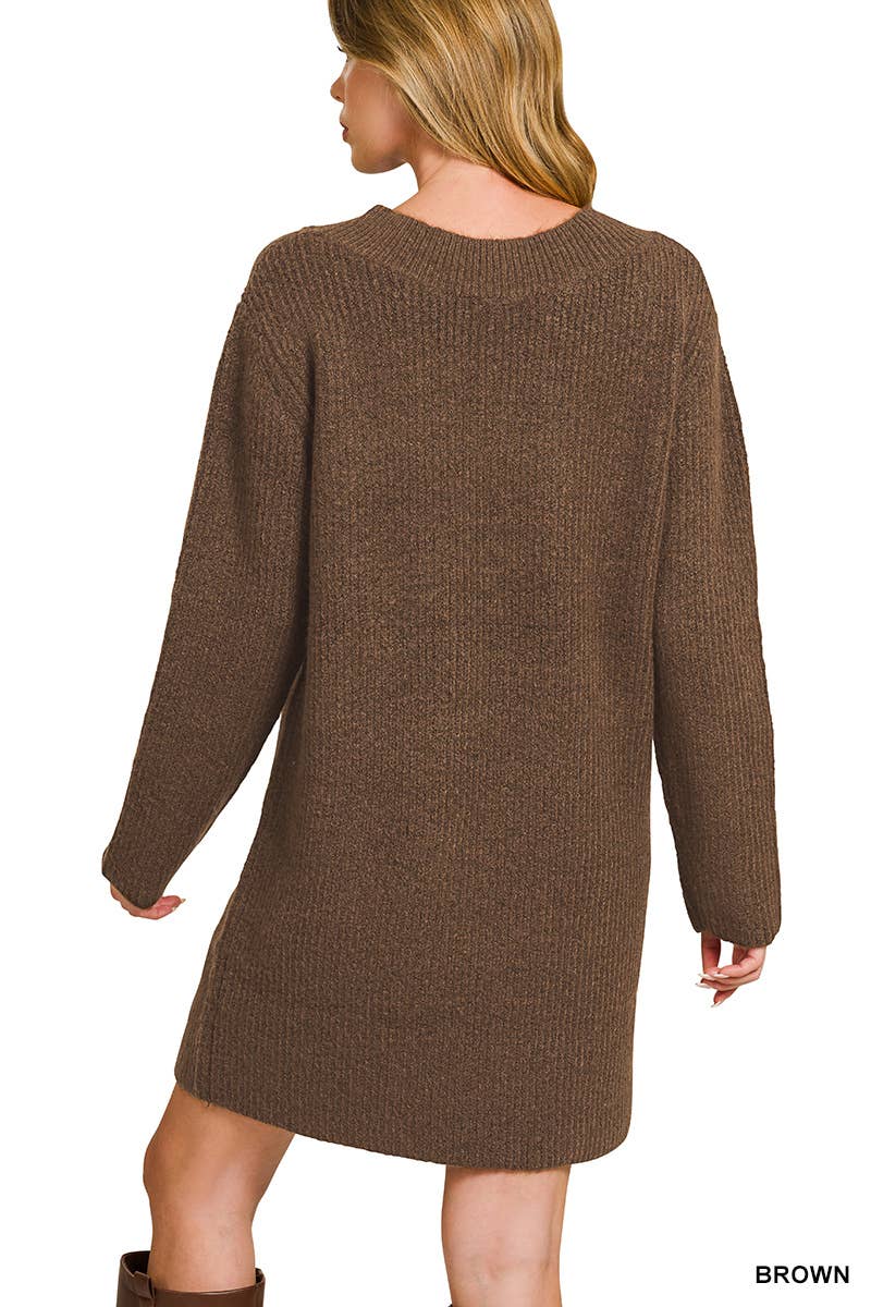 Vanilla Monkey - Wholesale Dress - Women's - V Neck Sweater Dress5