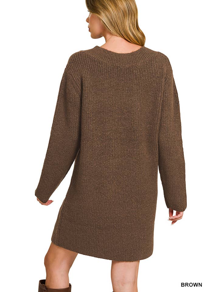 Vanilla Monkey - Wholesale Dress - Women's - V Neck Sweater Dress5