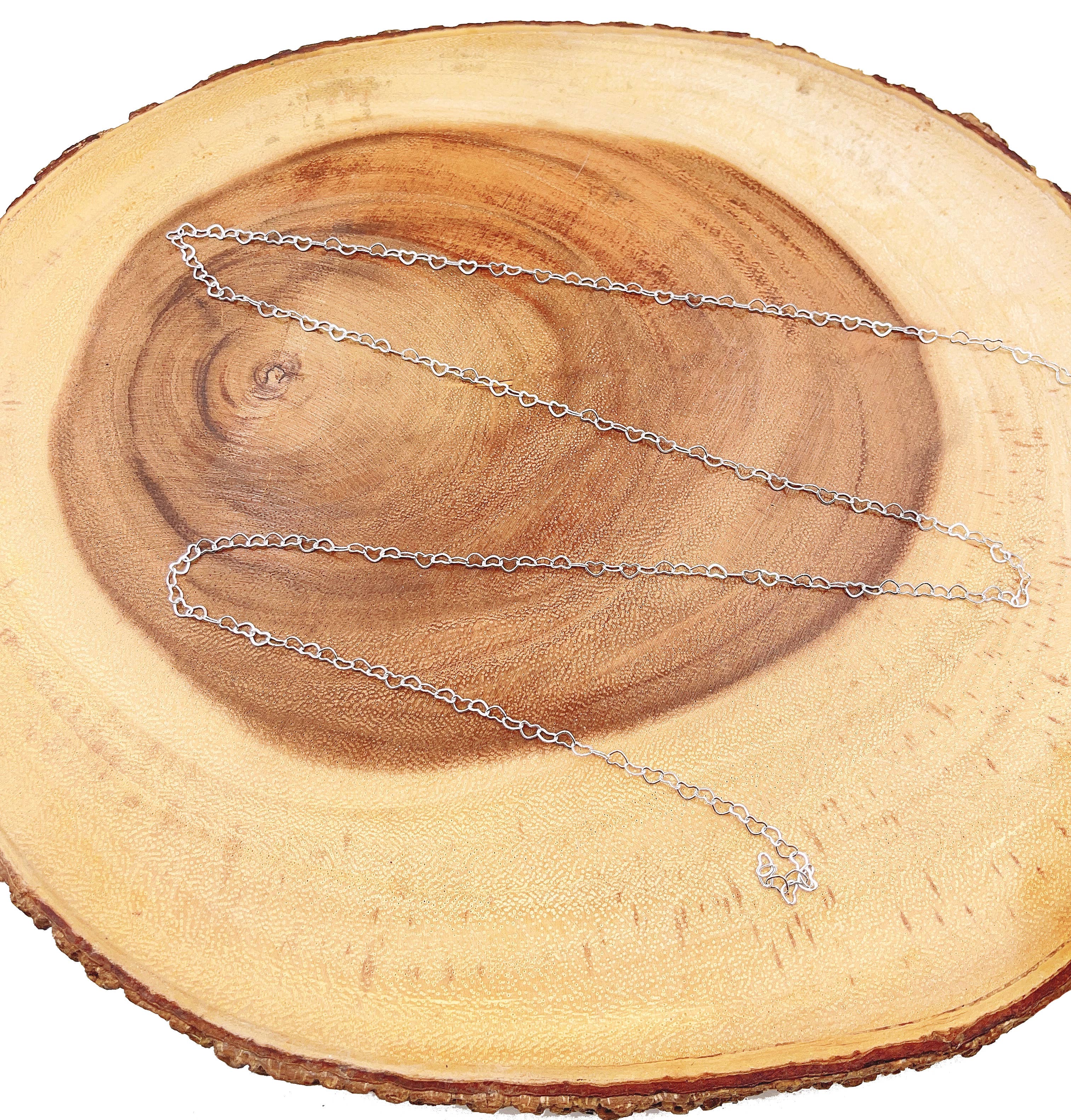 Beads Creation - Wholesale Craft Supplies - Shiny Silver Heart Charm Chain by Foot, Heart Chain, CH2332