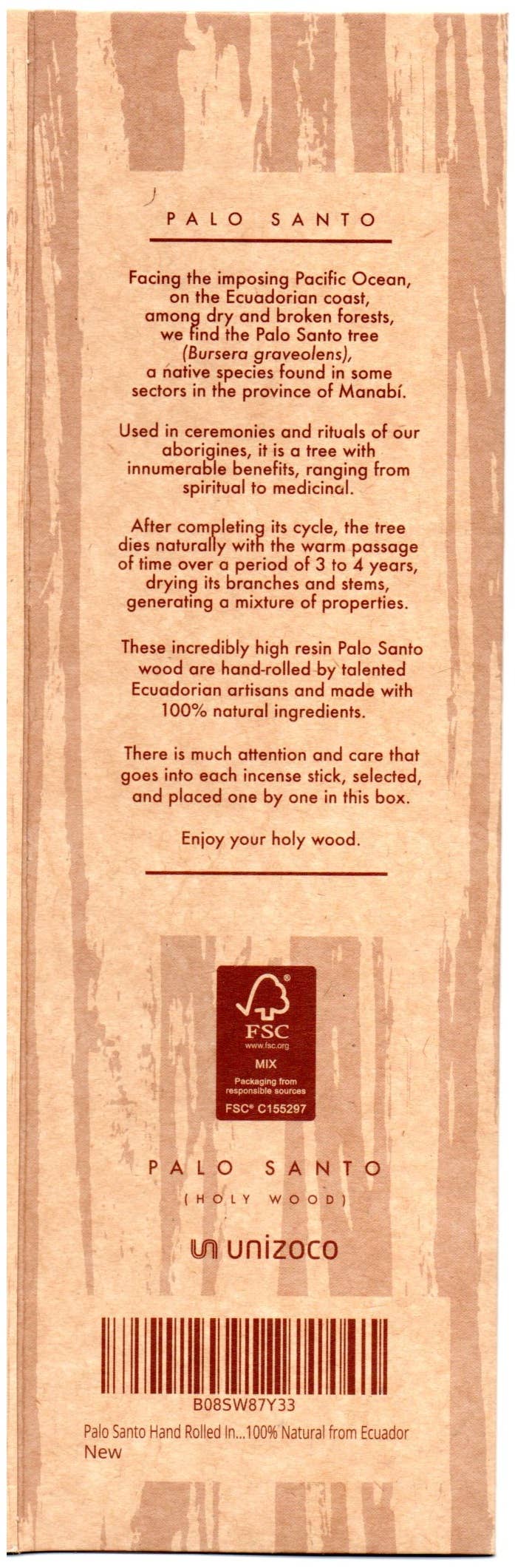 UNIZOCO - Vendita all'ingrosso Incensi - Bastoncini di Incenso Palo Santo Premium fatti a mano | 12 pezzi3