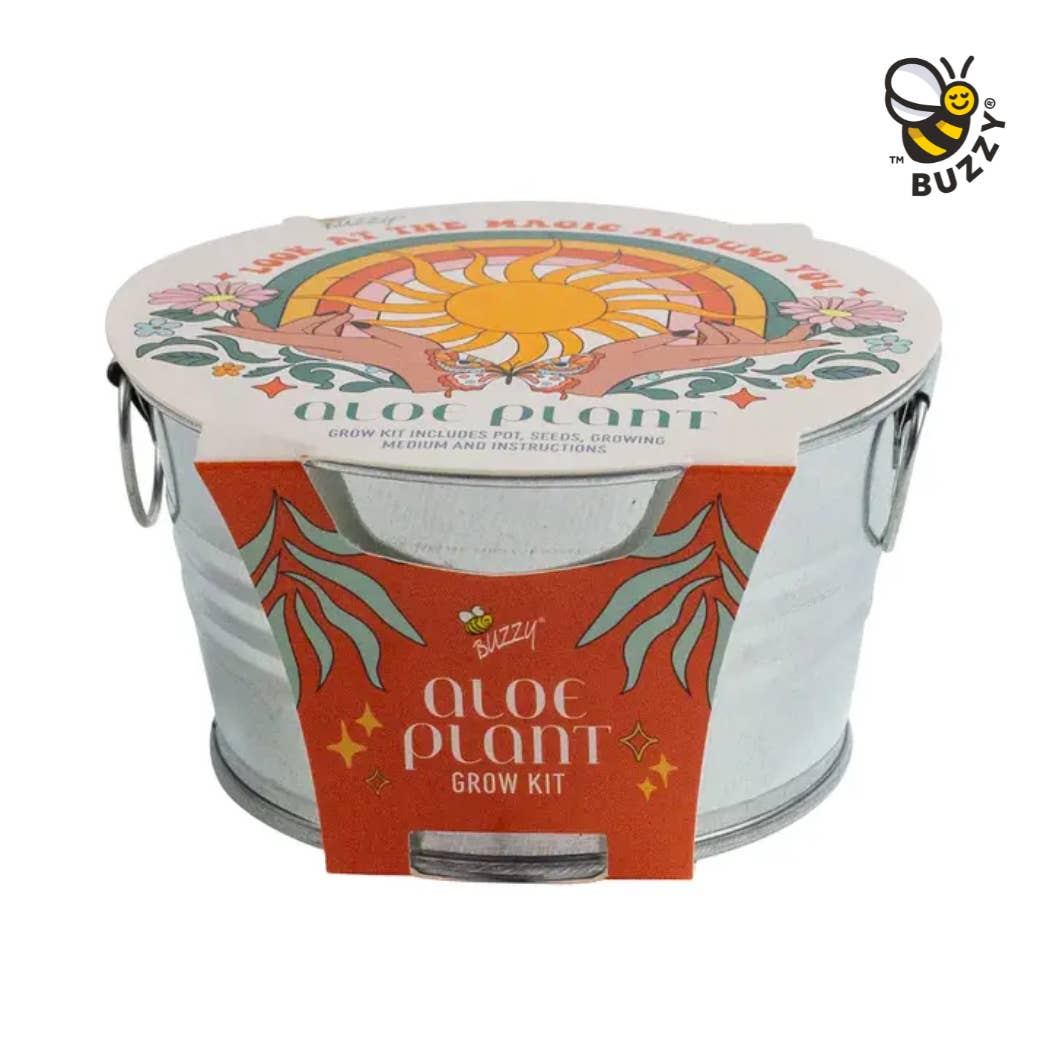 Buzzy Seeds Grow Gifts - Wholesale Plant Seeds - Mini Galvanized Basin Aloe Grow Kit – Indoor Plant Gift