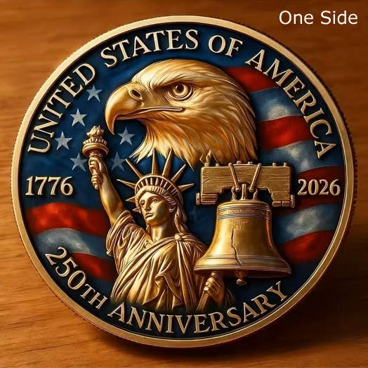American Independence 250th Anniversary Coin 1776-2026 for wholesale by Bad Bunny Designs