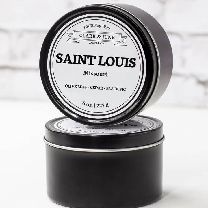St Louis |Olive Leaf - Cedar - Black Fig 8oz Soy Candle for wholesale by Clark & June Candle Co.