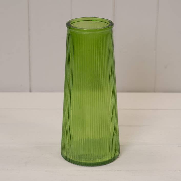 Emerald Green Tall Ribbed Vase for wholesale by Satchville