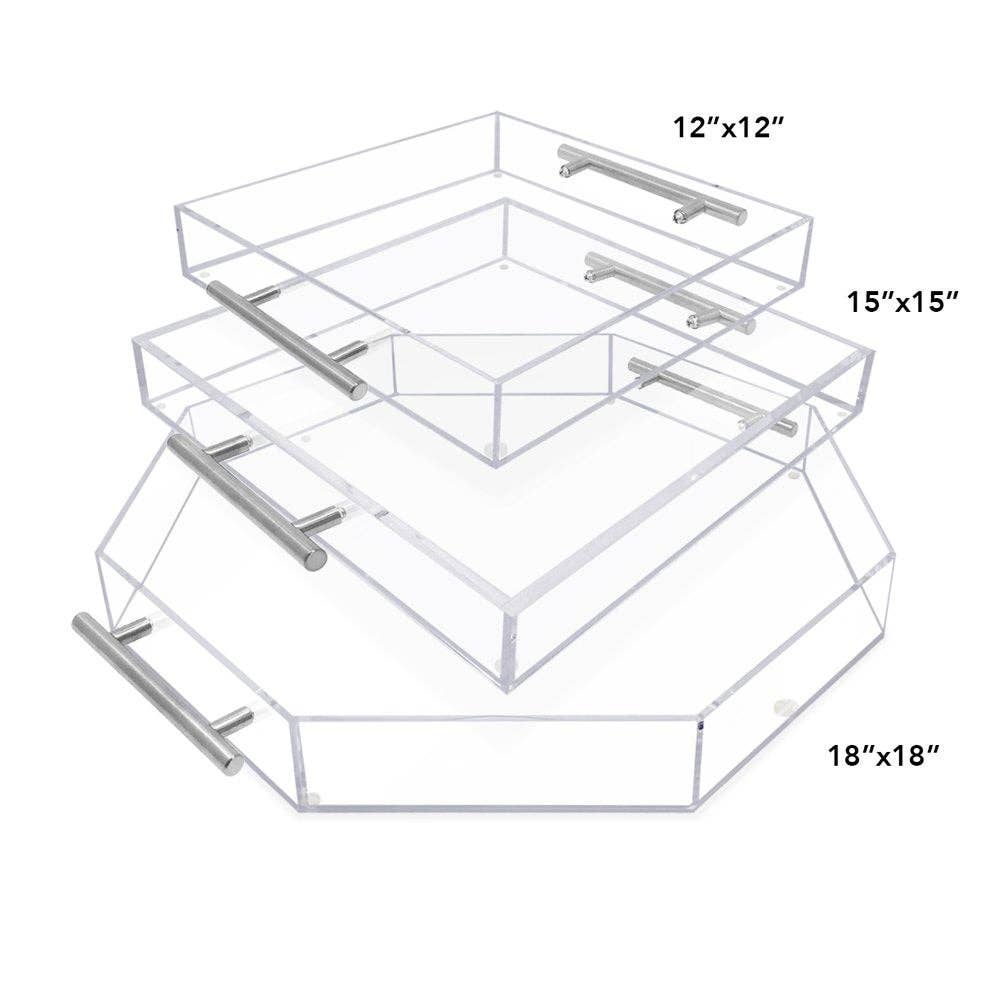 Isaac Jacobs International - Wholesale Serving Tray - Isaac Jacobs Clear Acrylic Serving Tray with Metal Handles47