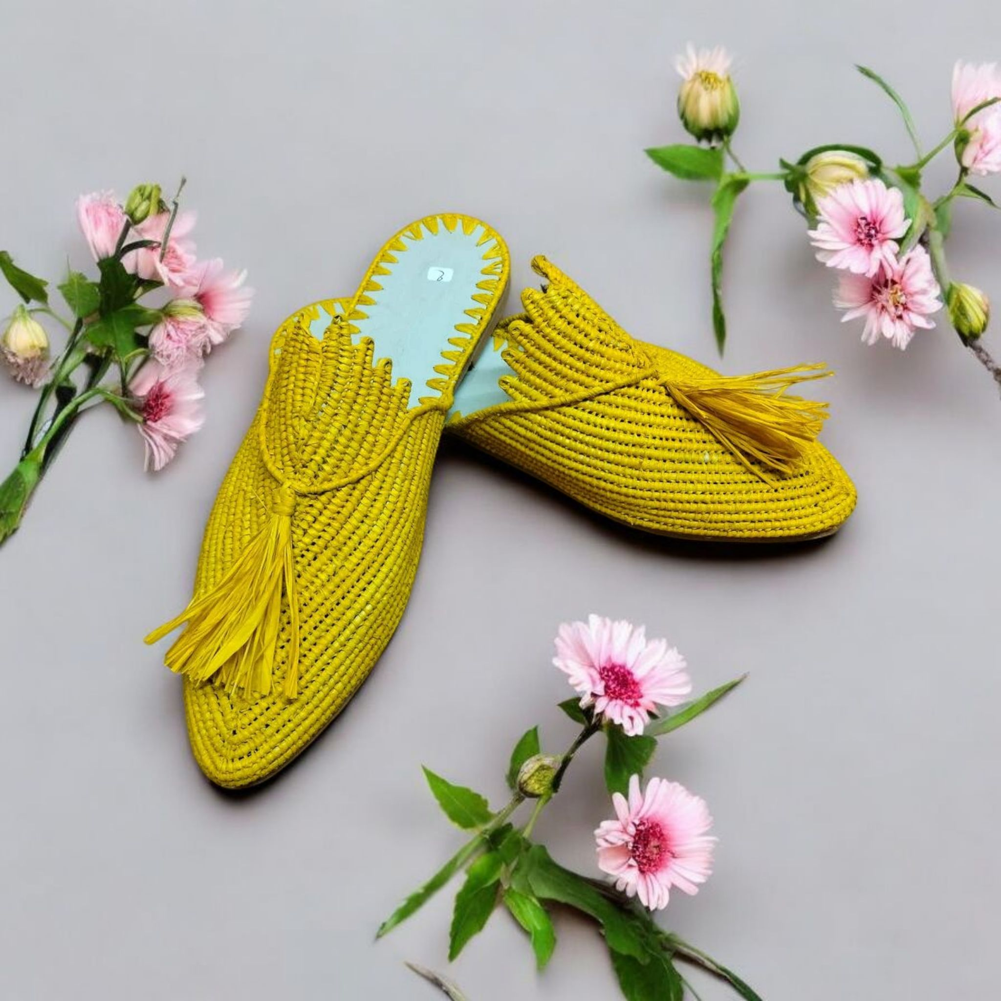 Berberparadise - Wholesale Slippers - Women's - Handmade Raffia Slippers with Genuine Leather Soles2