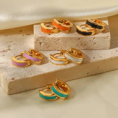 Orecchini in acciaio inossidabile placcato oro smaltato all'ingrosso per la vendita all'ingrosso da parte di Gooddiy