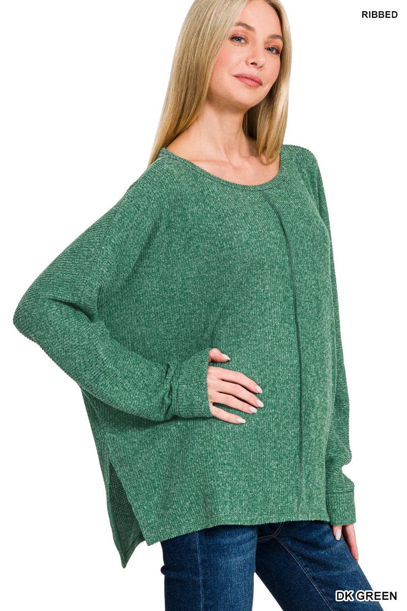 42POPS - Wholesale Knit Top - Women's - ..SI-27078 Ribbed Center Seam Dolman Sleeve Top2