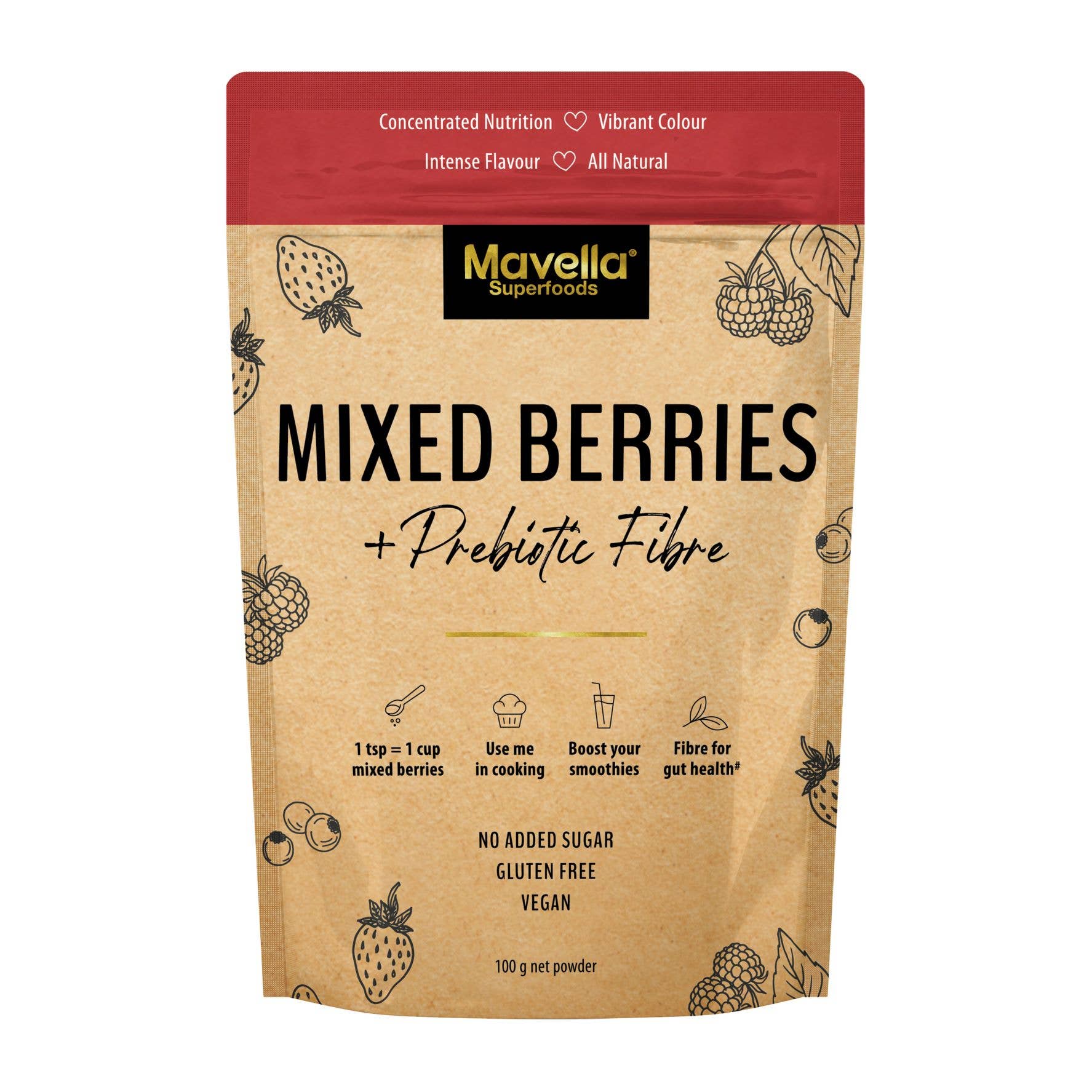 Mavella – wholesale Protein/superfood powder – Mixed Berry Plus Fibre 100g0