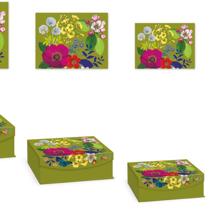 Set of 3 nesting rectangular boxes PM - Vintage Floral for wholesale by Maison Royal Garden