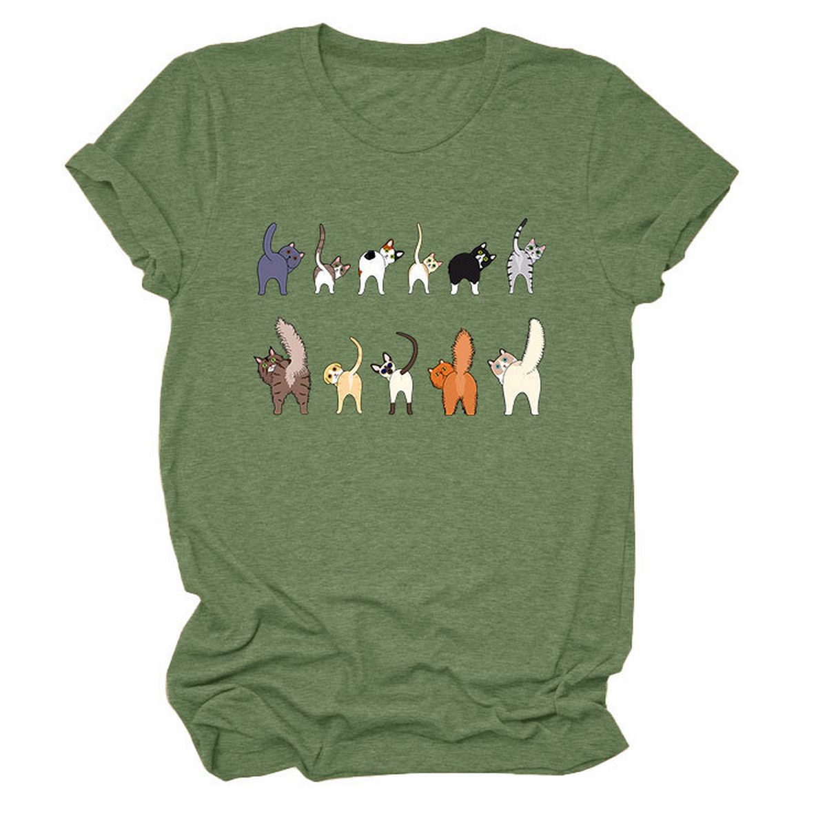 ACCITY - Wholesale T-Shirt (Graphic) - Unisex - Cute Cat Graphic Tee – 11 Cats Turn Around_CWTTS149523
