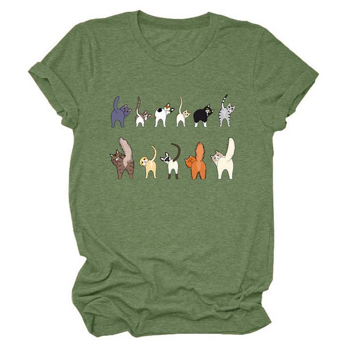 ACCITY - Wholesale T-Shirt (Graphic) - Unisex - Cute Cat Graphic Tee – 11 Cats Turn Around_CWTTS149523
