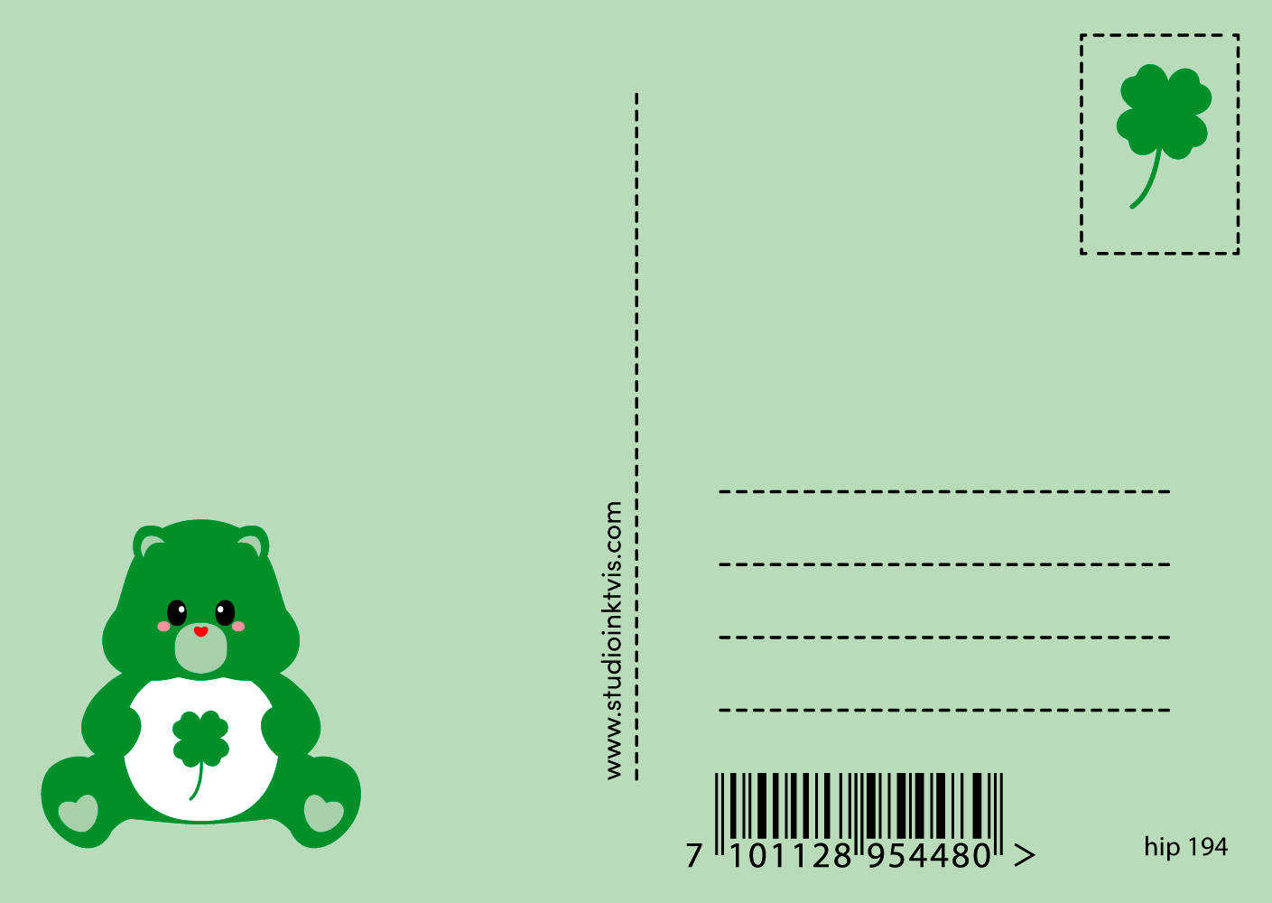 Studio Inktvis - Wholesale Postcard - Postcard Care Bear Care Bear Good Luck1