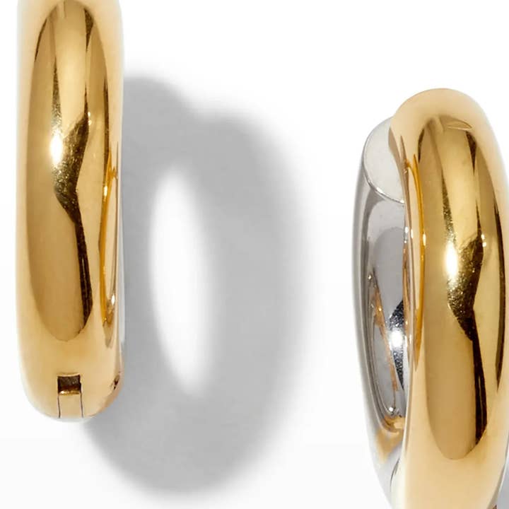 HoopLa - Wholesale Hoop Earrings - Undecided- Two Tone Earring- Hinge French Cleat Closure