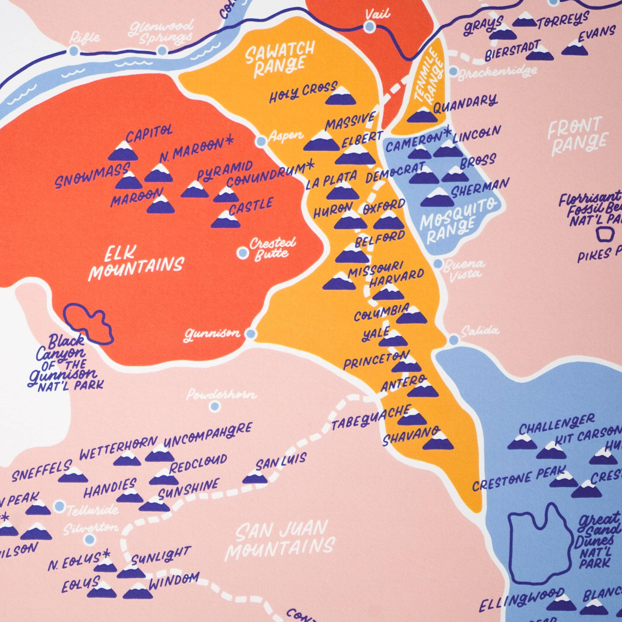 Little Known Goods - Wholesale Map - Colorado 14ers Map3