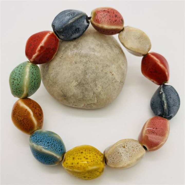 Mio Queena - Wholesale Beaded Bracelet - Colored Glazed Ceramic Elastic Bracelets