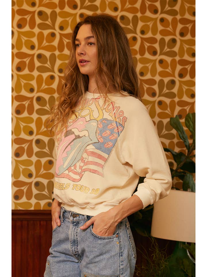People Of Leisure - Wholesale Graphic Sweatshirt - Women's - Rolling Stones Steel Wheels Raglan Sweatshirt3