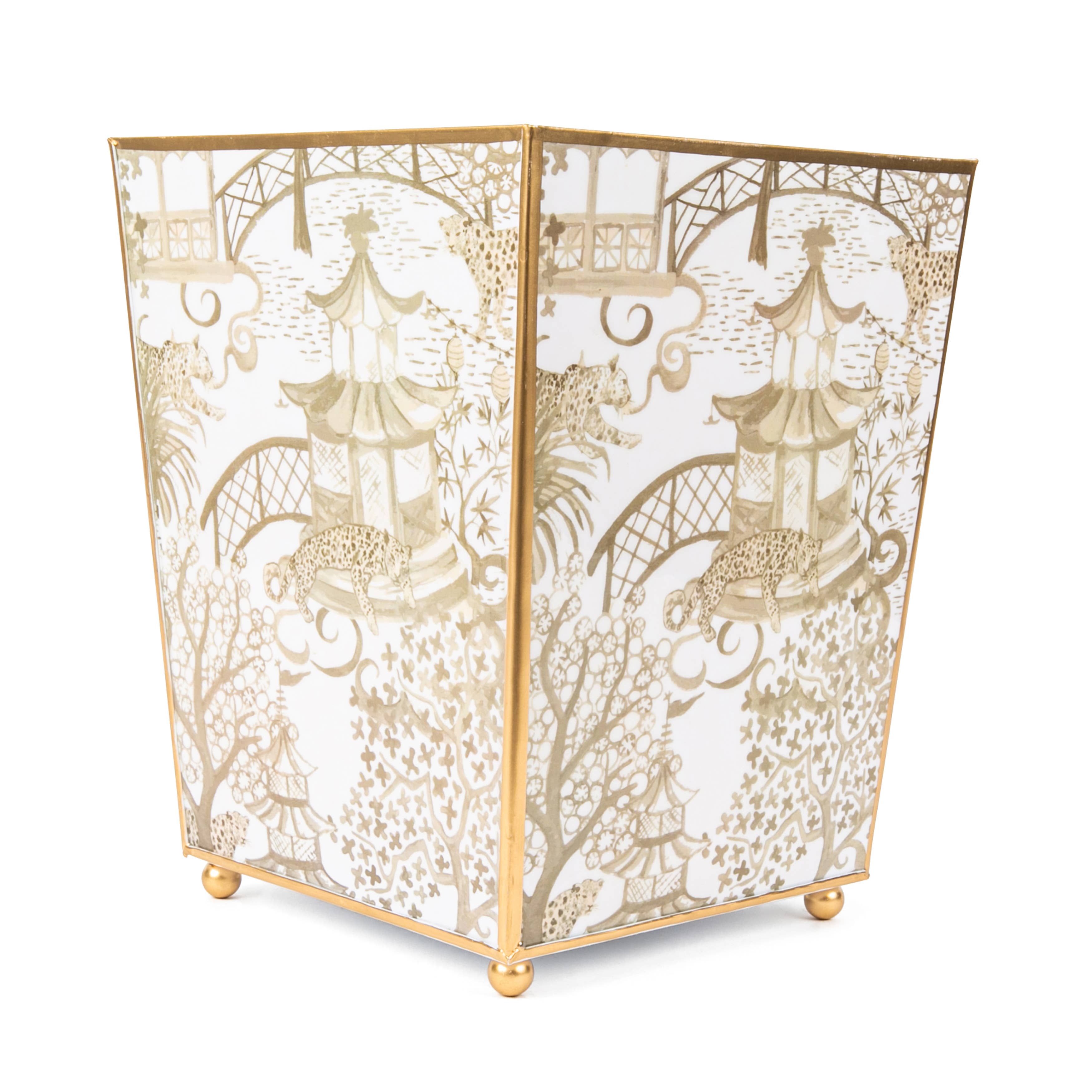 Jaye's Studio - Wholesale Bathroom Accessory Set - Garden Party Enameled Square Wastebasket 95