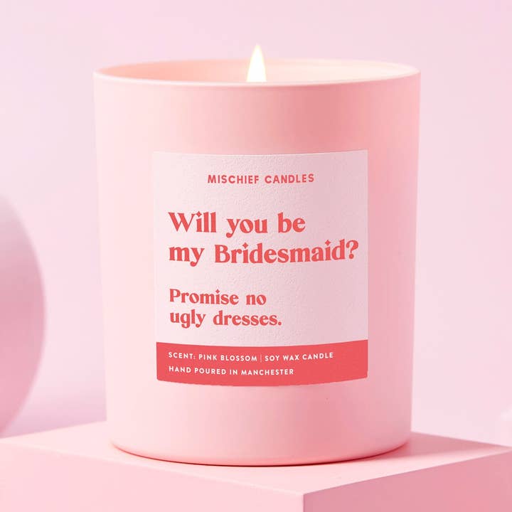 Regalo per Damigella Proposta Damigella Candela Niente Vestiti Brutti per la vendita all'ingrosso da parte di Mischief Candles