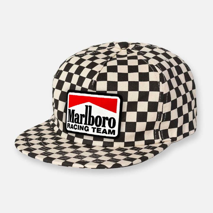 Webig Moto Company - Wholesale Flat Brim Cap - Unisex - CHECKERBOARD PIT CREW PATCH HAT COLLECTION