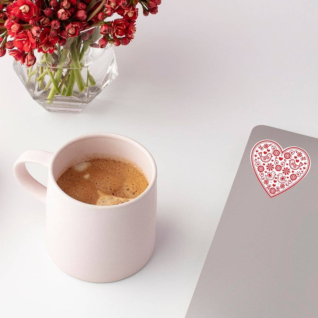 Rosemaling Heart Sticker for wholesale by Scandinavian Hearts