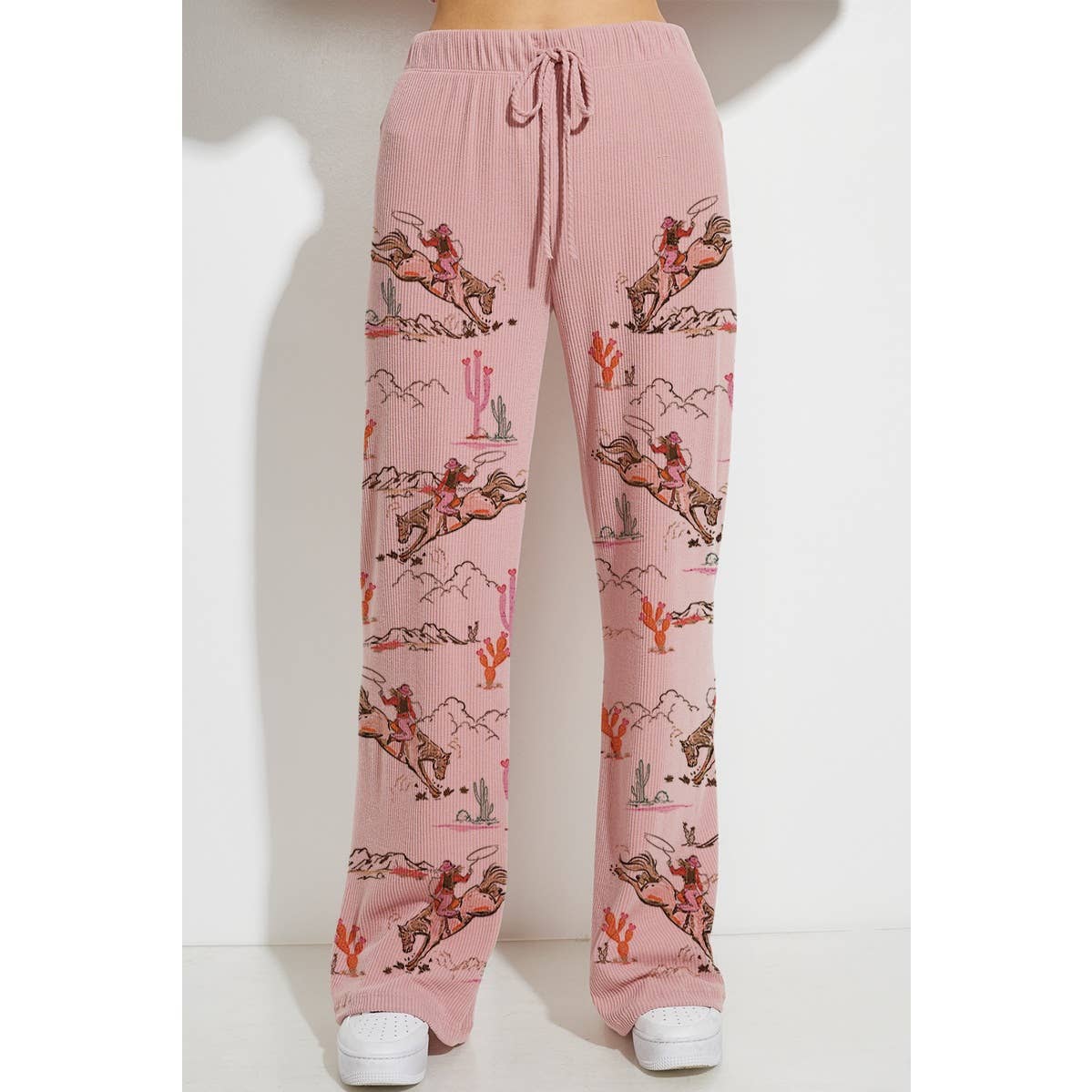 Phil Love - Wholesale Lounge Set - Women's - Desert Cowgirl Print Rib Hoodie Loungewear Set 3