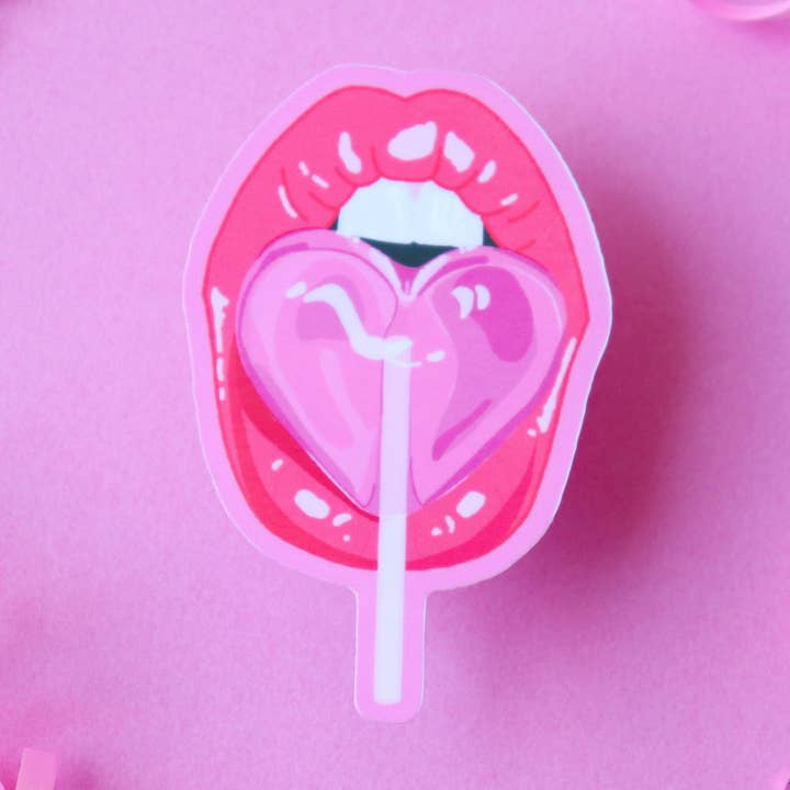 Heart Lollipop Waterproof Vinyl Sticker for wholesale by Sticker Hardly Know Her