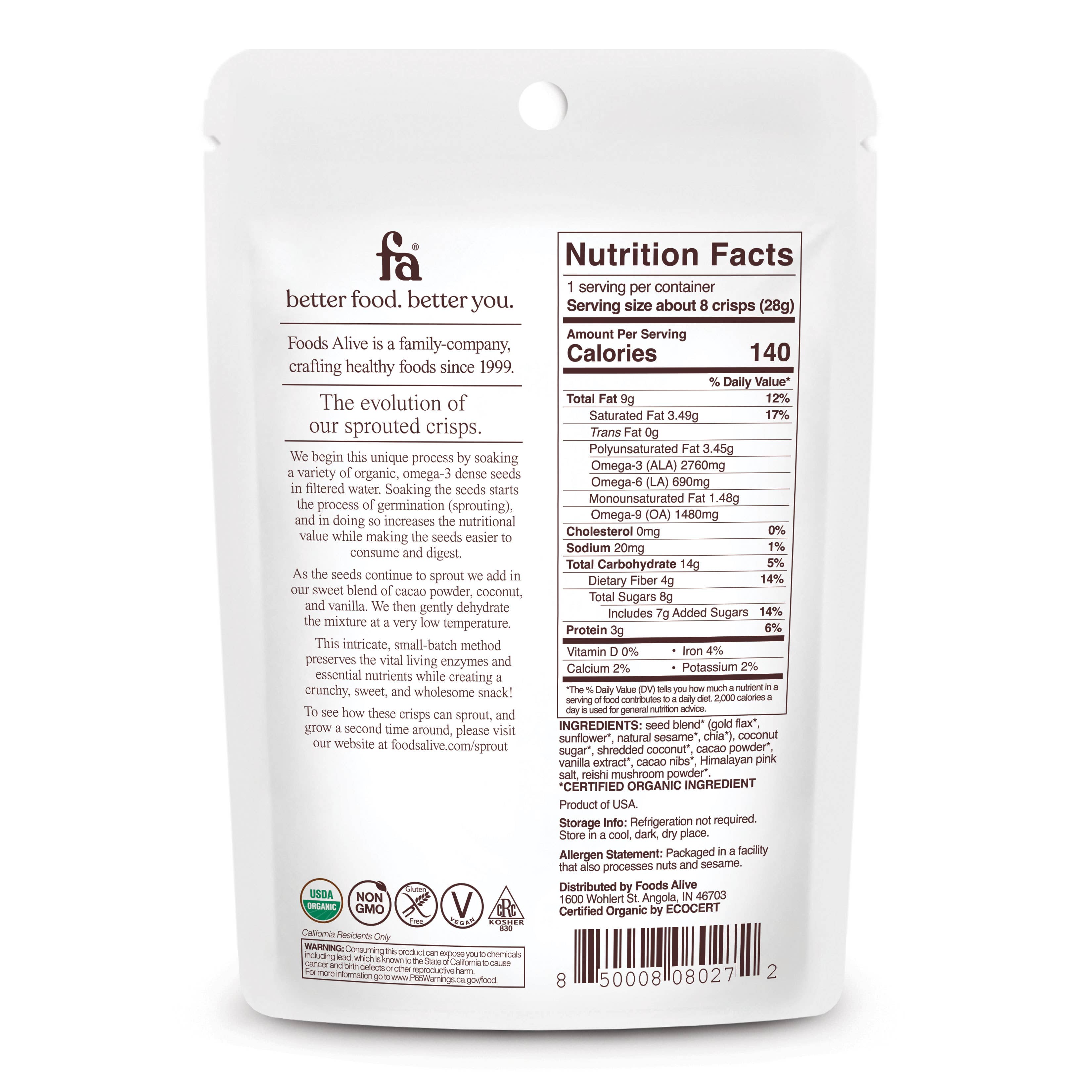 Foods Alive – wholesale Biscuit – Coco Coconut Organic Sprouted Crisps-Gluten Free1