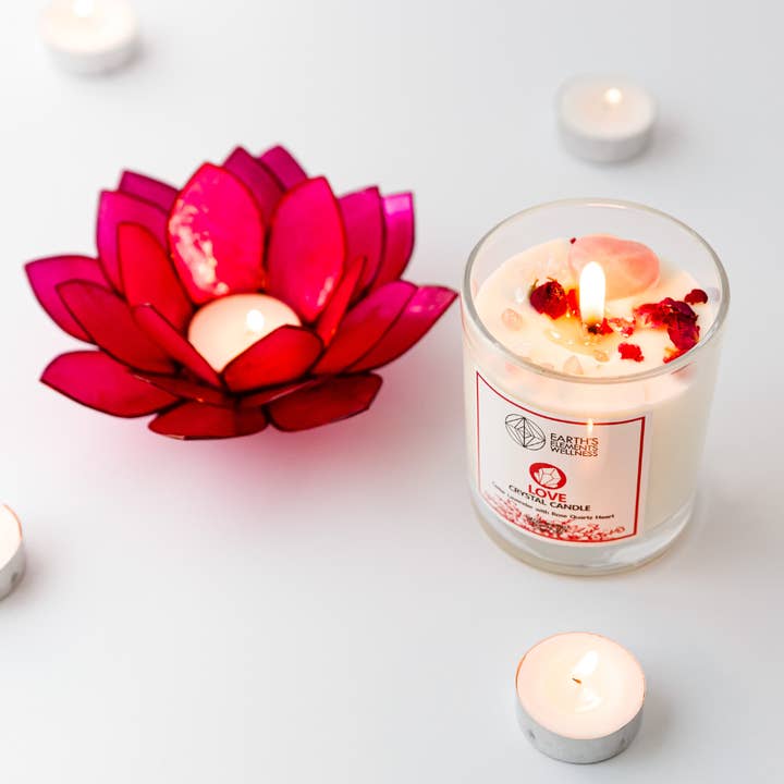 Earths Elements Wholesale - Wholesale Jar/Filled Candle - Crystal Candle, Love - pack of 6
