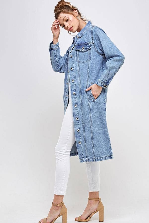 BLUE AGE – wholesale Denim jacket – Women's – Long Trench Coat Denim Jean Jacket (OPEN PACK)13