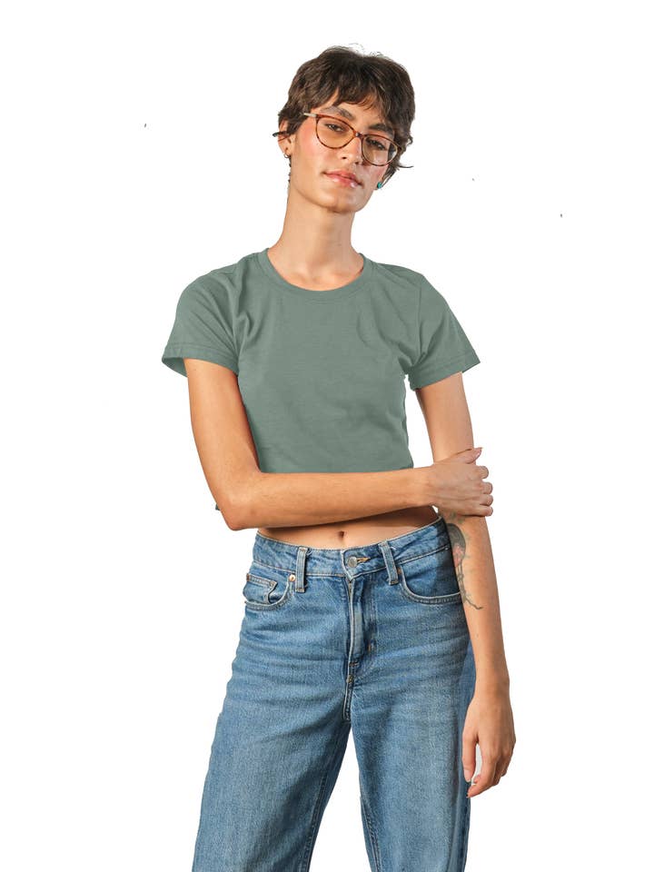 Women's Crop Tee in Cotton/Modal Blend for wholesale by Clean Tee Factory