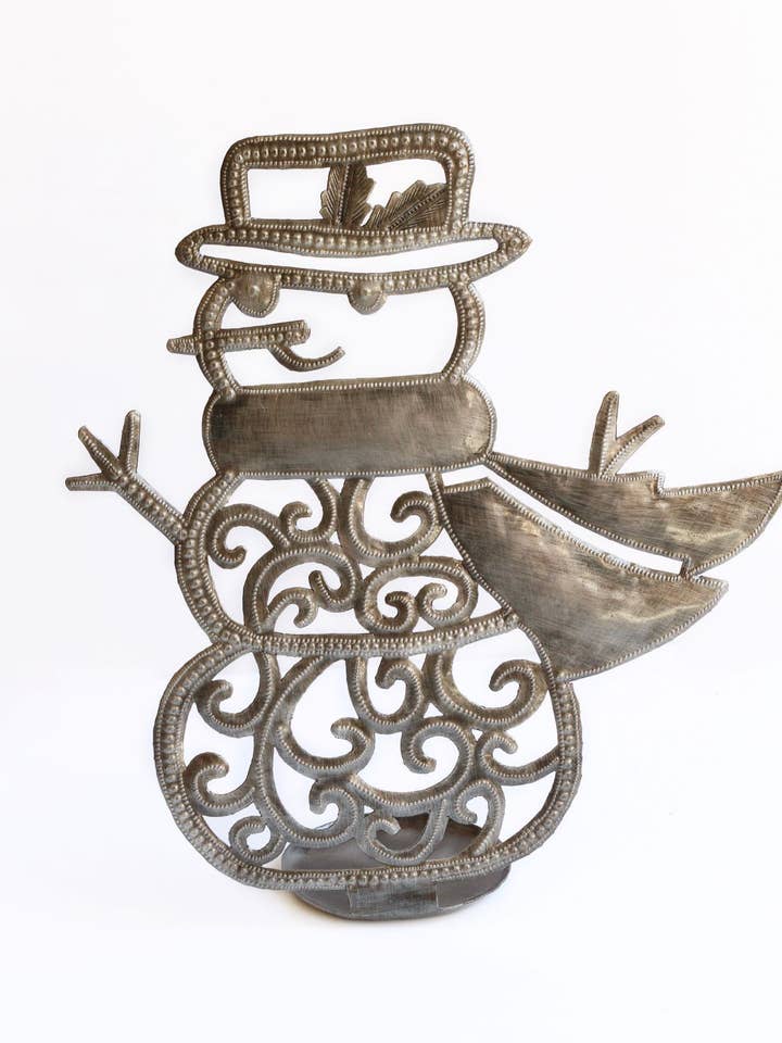 Whimsical Snowman Freestanding Metal Art for wholesale by Vi Bella