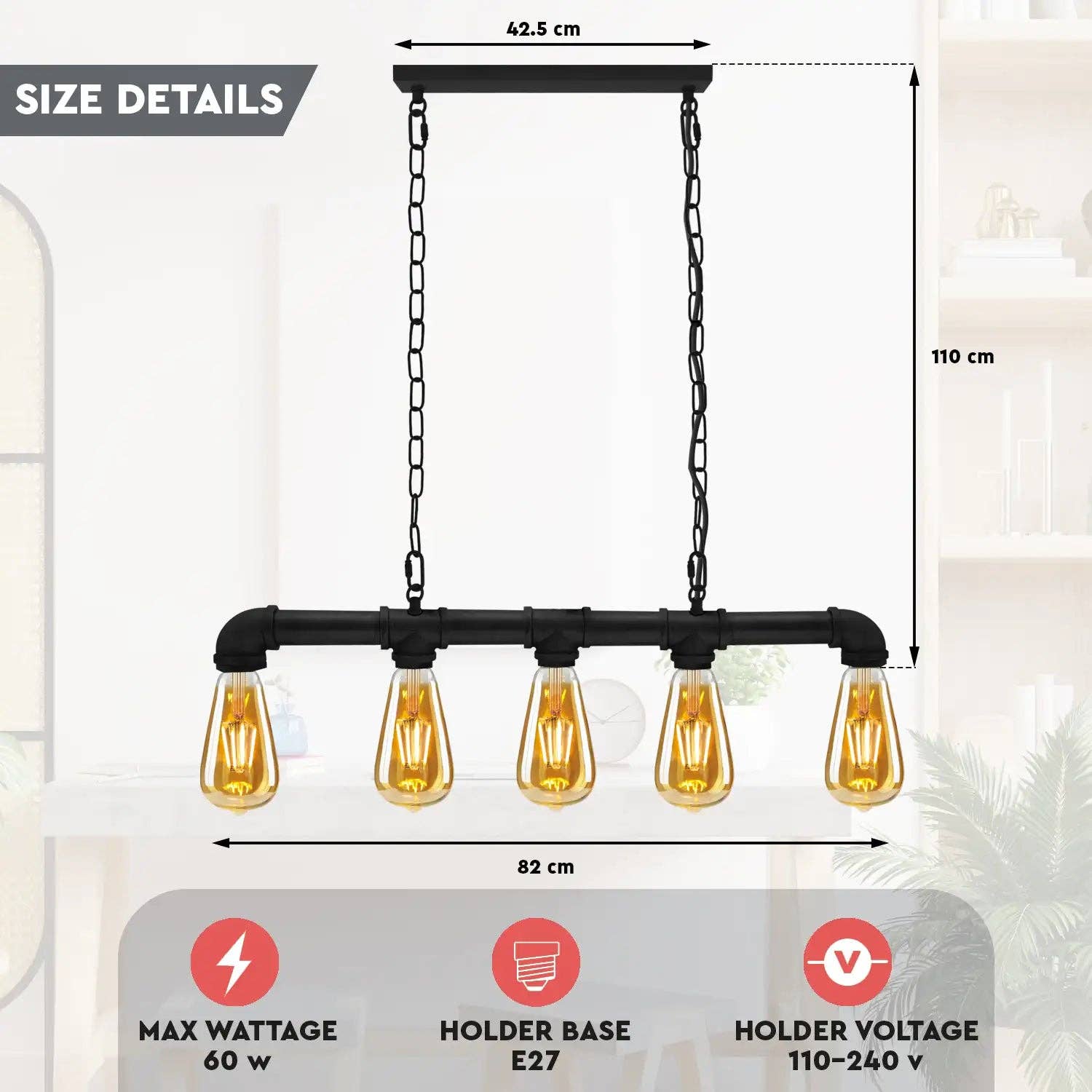 Ledsone - Vendita all'ingrosso Lampadario/lampada a sospensione - Luci da soffitto steampunk a tubi d'acqua industriali vintage ~23683