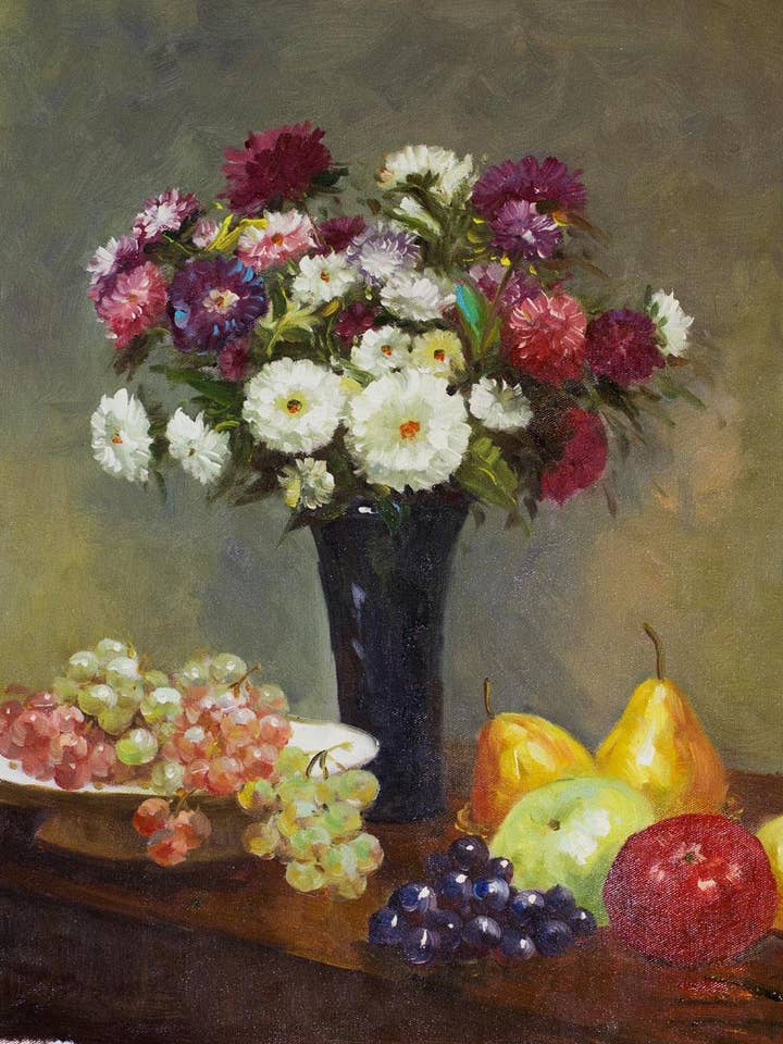 Asters and Fruit on a Table for wholesale by La Pastiche