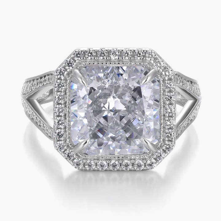 Dissoo® hvid strålende Cut Halo Split skaft forlovelsesring for engroshandel hos Dissoo