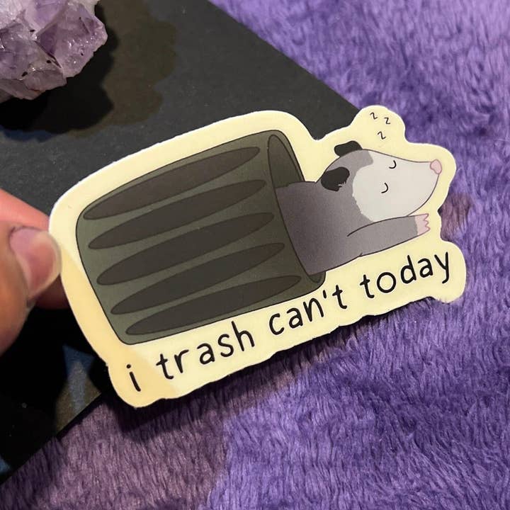 Trash Can't Today Possum, Funny Sleepy Animal Sticker -Mat for engroshandel hos ChaoticPossumDesigns