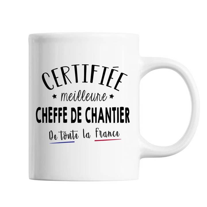 Women's Construction Manager Mug | Meilleure de France | Professional White Cup for wholesale by Planetee