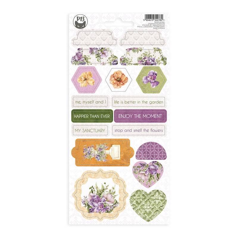 P13 - Wholesale Sticker - Chipboard Sticker Sheet Secret Garden 03, 10,5 X 22Cm0