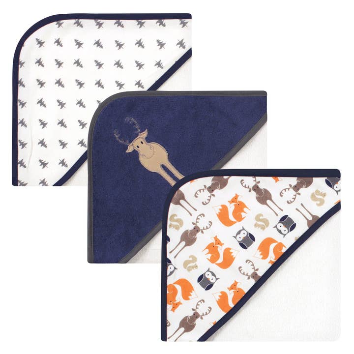 Hudson Baby Cotton Rich Hooded Towels, Moose for wholesale by BabyVision