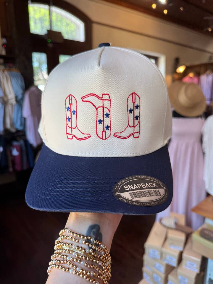 Three Boot Trucker Hat for wholesale by Embroidery On Main