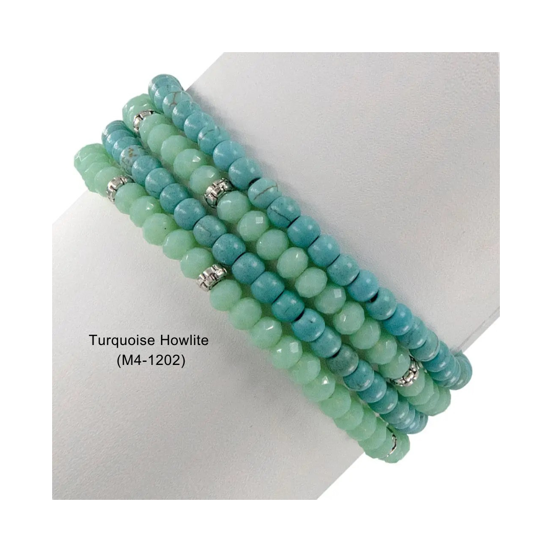 My Fun Colors - Wholesale Beaded Bracelet - Gemstone + Crystal Bead Stretch Bracelets, Set421