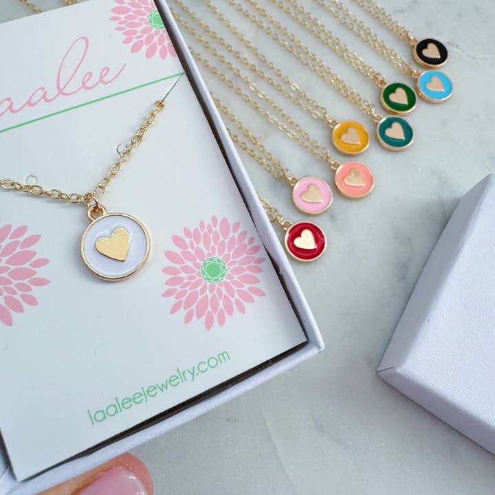 Laalee Jewelry - Wholesale Kids Necklace - Kids - Colorful Heart Necklace, Kid Jewelry, Easter Basket Gift