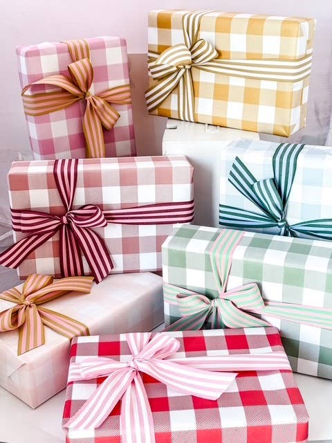 CHIC&PAPER - Wholesale Ribbon - Gift Wrapping - 70cm x 100m Rolls VICHY Vintage Green1