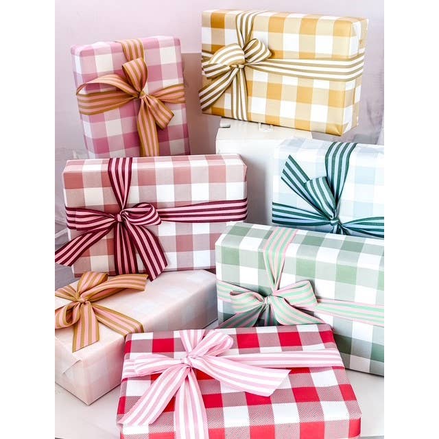 CHIC&PAPER - Wholesale Ribbon - Gift Wrapping - 70cm x 100m Rolls VICHY Vintage Green1