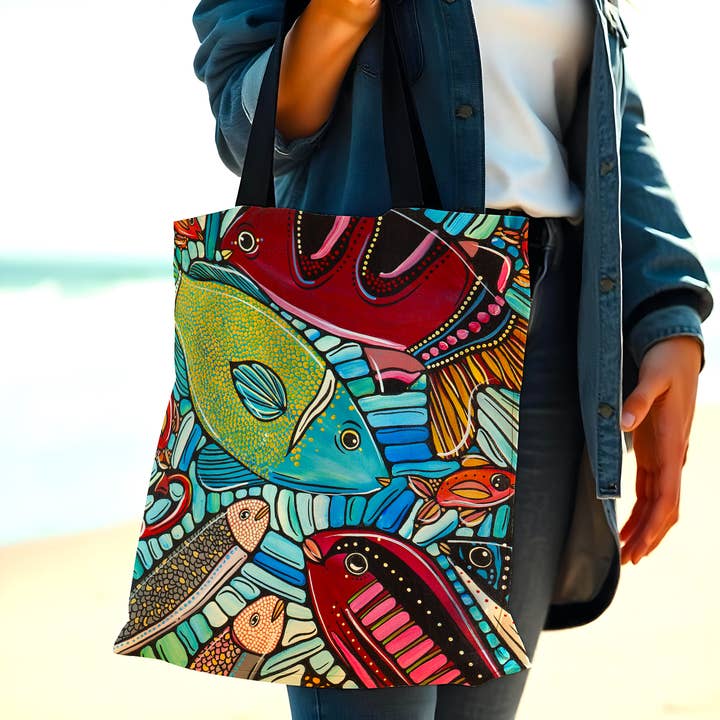 Bolso de Mano con Peces Tropicales Vibrantes – Diseño Costero Caprichoso para venta al por mayor de Atelier Vero Wholesale