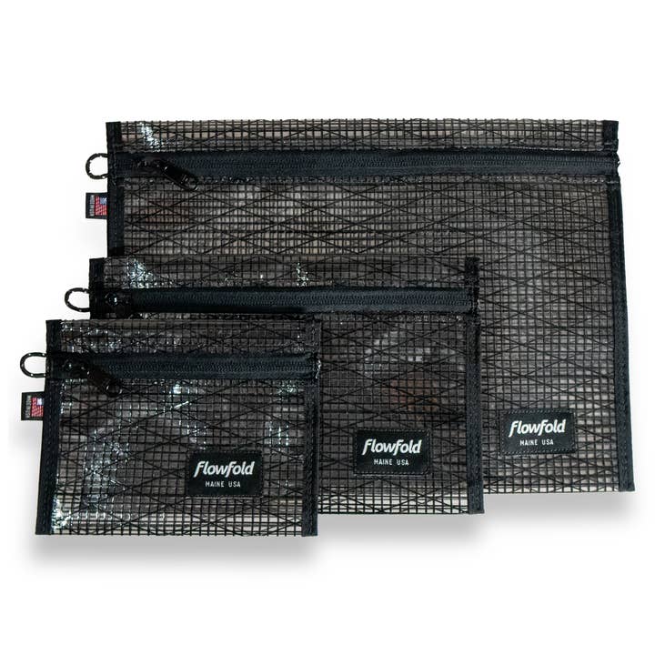 Recycled Sailcloth Voyager Zipper Pouches - Set of 3 for wholesale by Flowfold