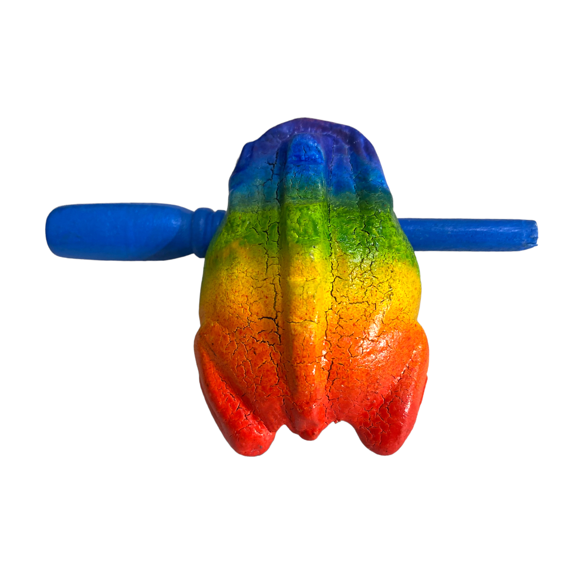 Music Frog Co - Vendita all'ingrosso Gioco musicale - Bambini e neonati - Strumento a percussione rana musicale in legno arcobaleno piccolo da 2"7