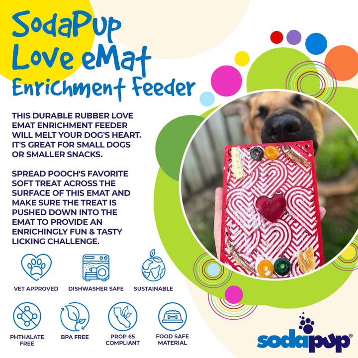 SodaPup Dog Toys – wholesale Pet food mat – Dog – Heart Design Valentine Enrichment Lick Mat1