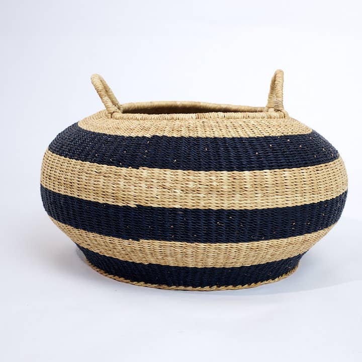Nautical Bolga Pot Basket (small) for wholesale by Woven Worldwide